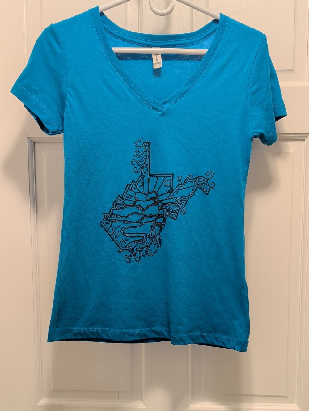 West Virginia Women's V-Neck Graphic Tee - Teal Blue